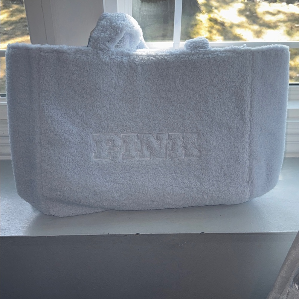 Baby blue PINK Sherpa Tote Bag
